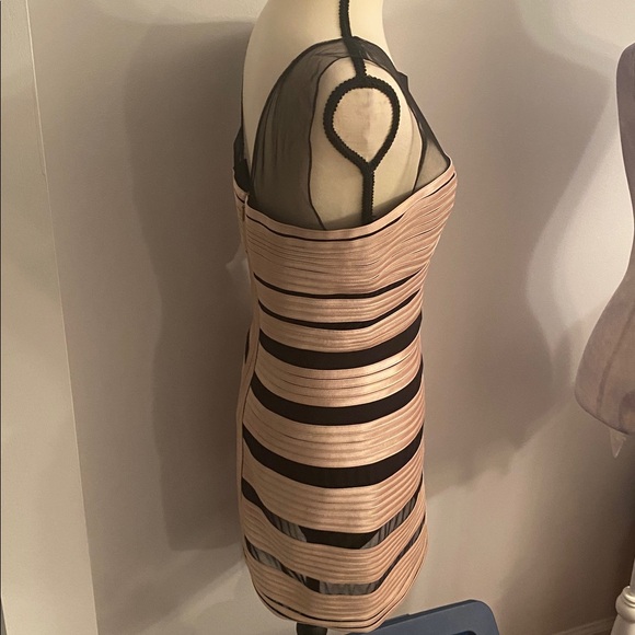 BCBGMAXAZRIA gold and black mesh size 6 dress - Picture 4 of 9